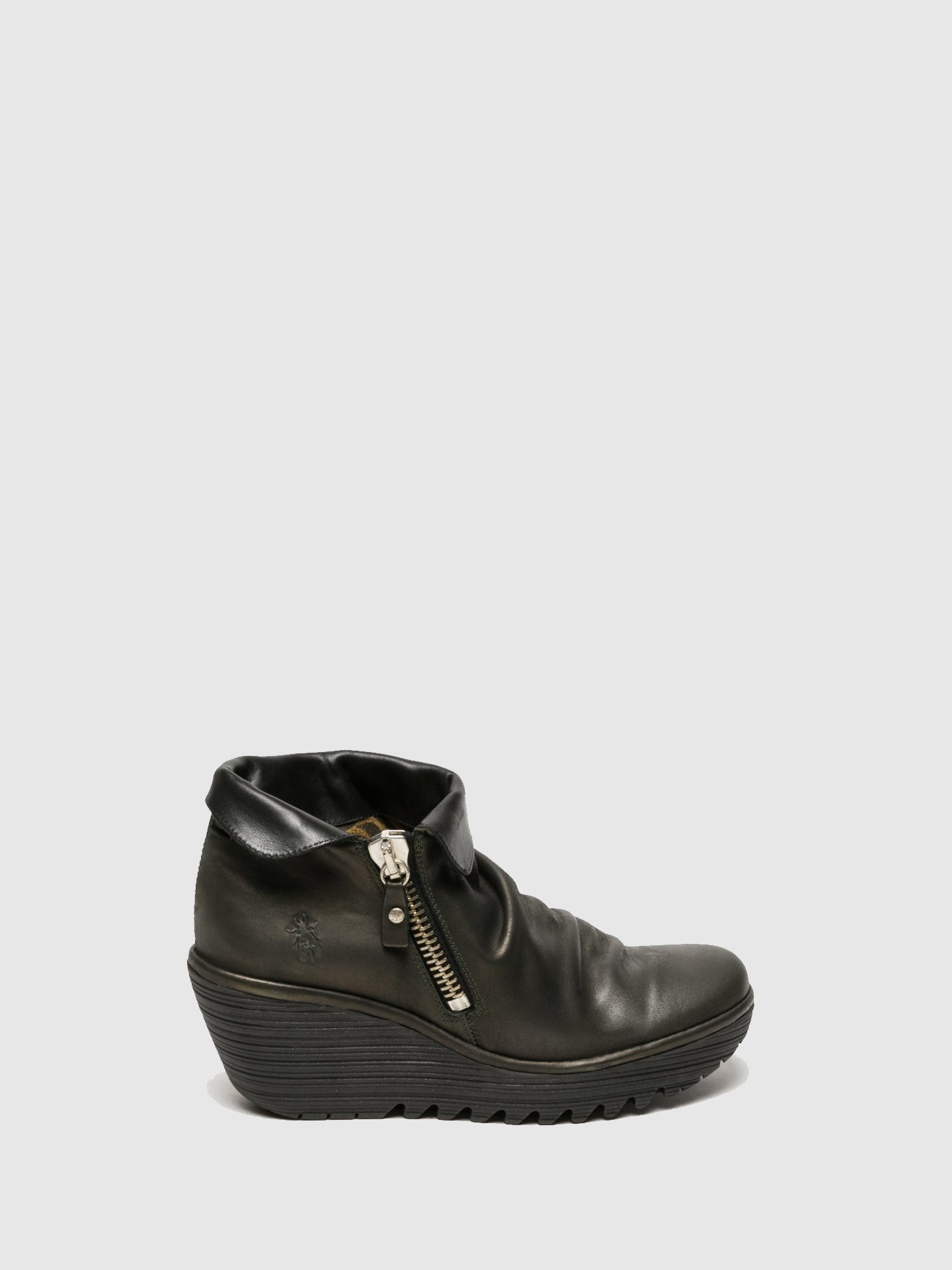 Fly London Coal Black Zip Up Ankle Boots